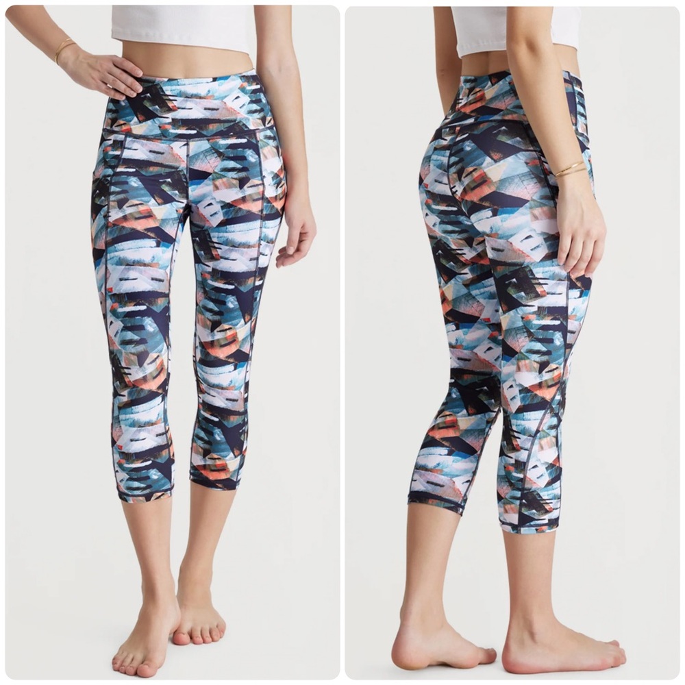 NEW Ododos Stained Glass Art High Waisted Yoga Capri  Leggings